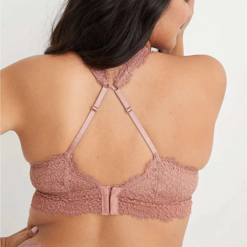 Aerie Eyelash Lace Padded Plunge Bralette size XL NWT - Picture 2 of 8